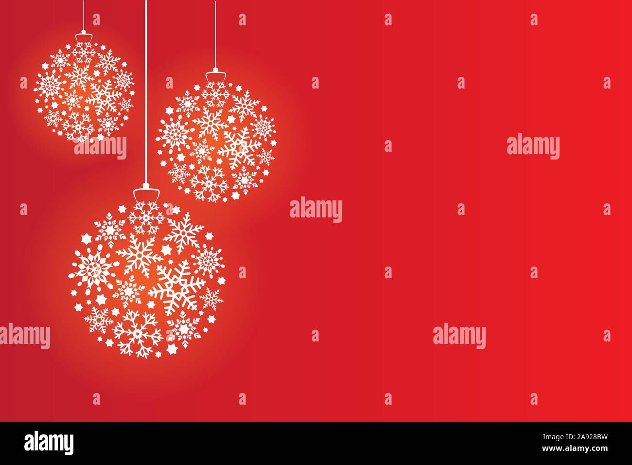 Christmas balls with white snowflakes on a red background. Vector ...