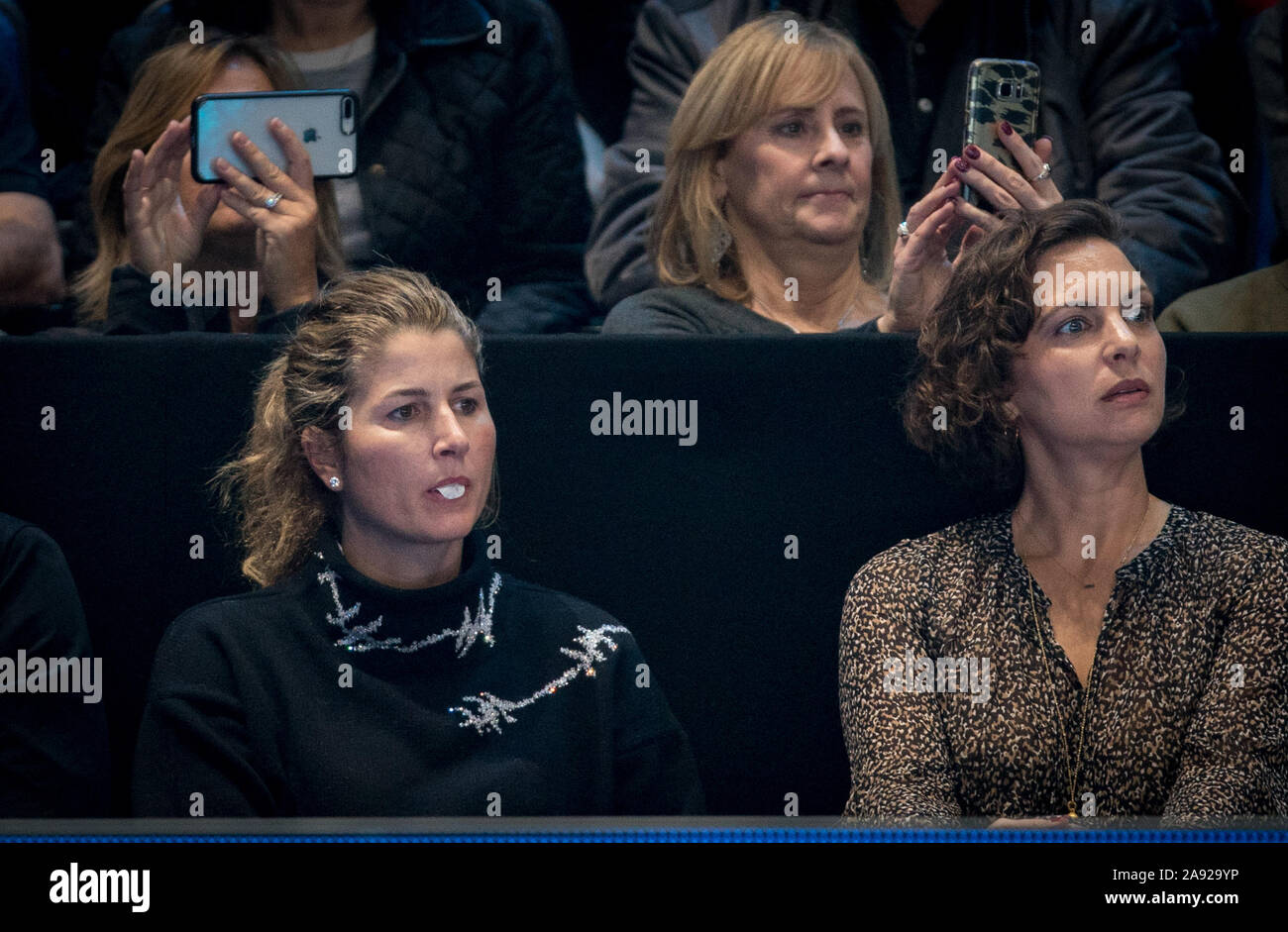 London Uk 12th Nov 2019 Miroslava Mirka Federer Wife Of Roger Left During Day 3 Of The Nitto Atp Tennis Finals London At The O2 London England On 12 November 2019 Photo By