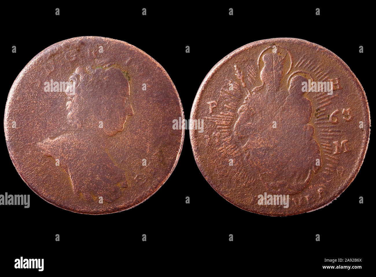 Münze aus dem 18. Jahrhundert aus Österreich Stock Photo