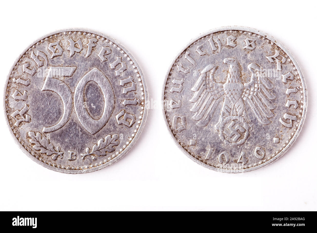 Alte Münze, 50 Deutsche Reichspfennig von 1940 Stock Photo - Alamy