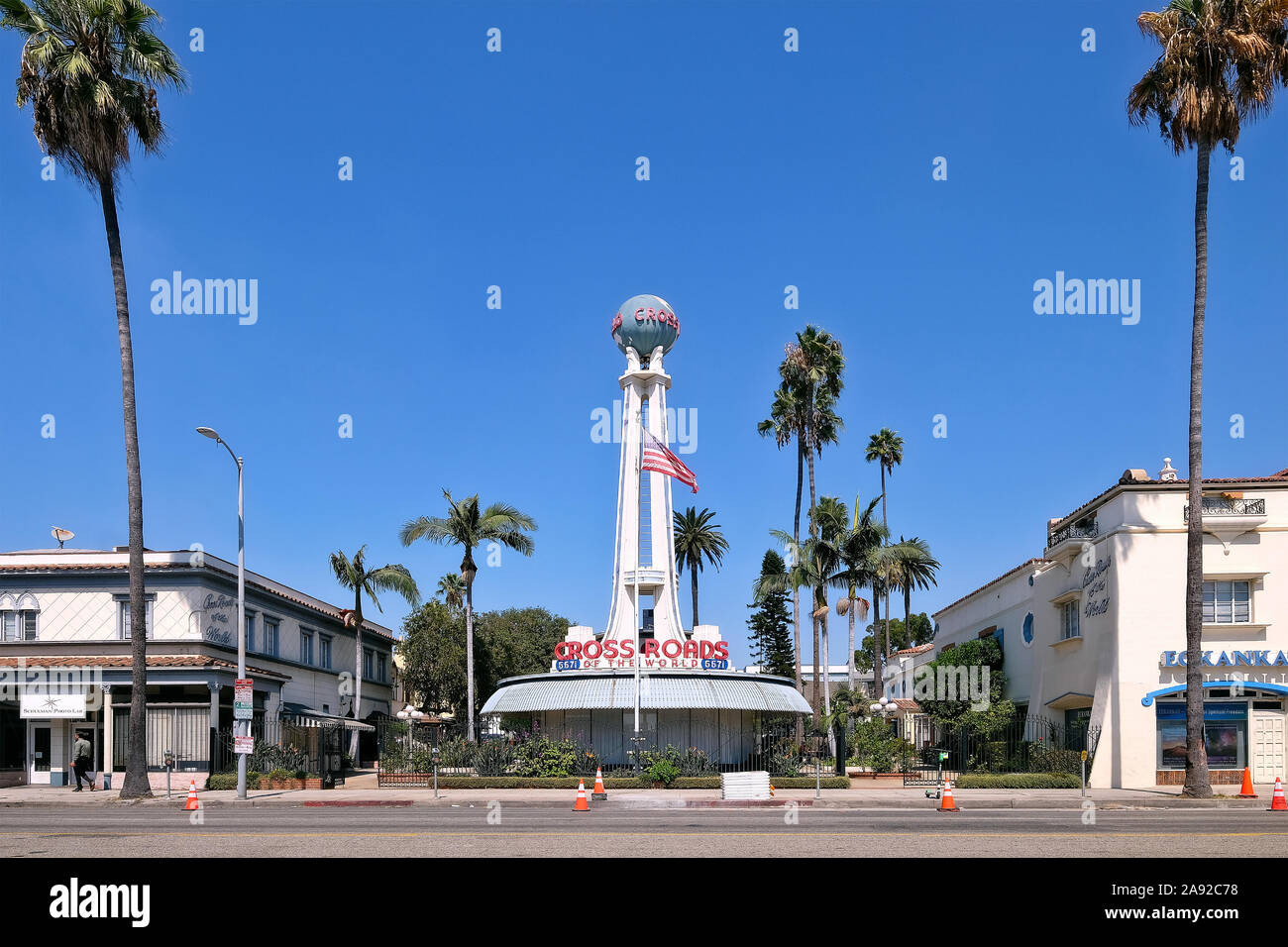 Iconic building, Crossroads of the World, outdoor shopping center, on