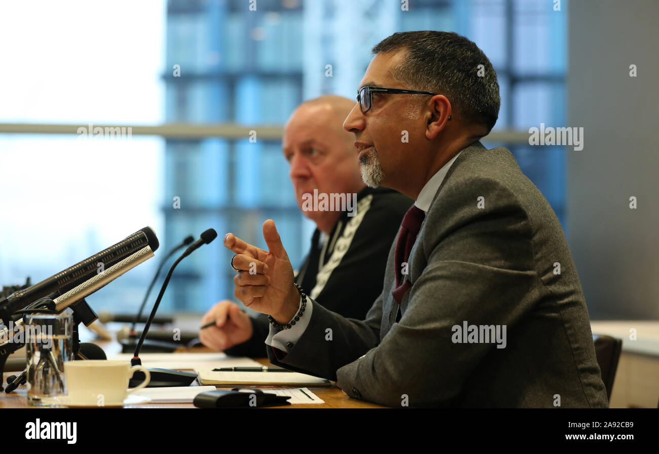 Sanjay Bhandari during the press conference at Pinsent Masons, London. Stock Photo