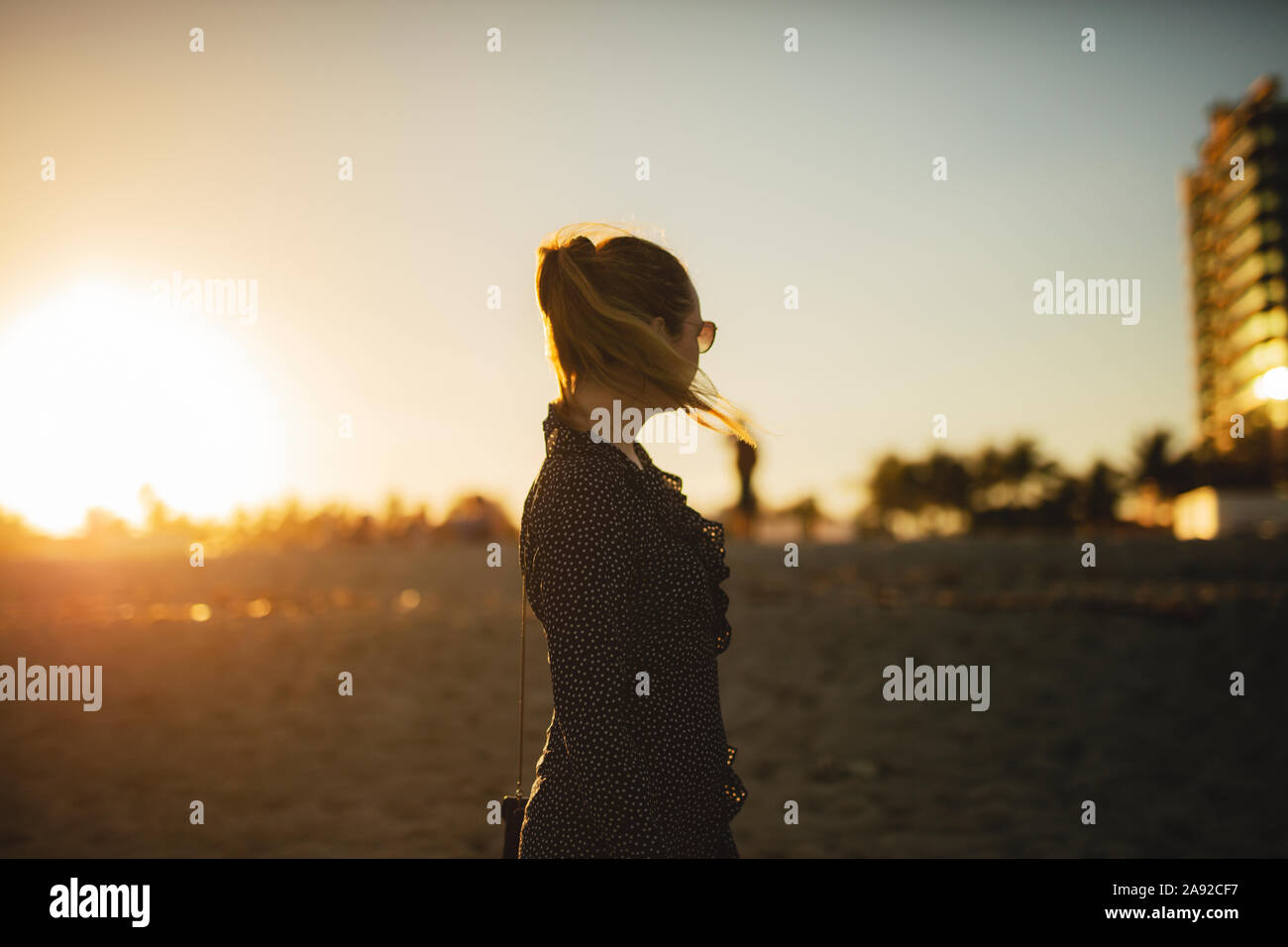 Woman on miami beach hi-res stock photography and images - Alamy