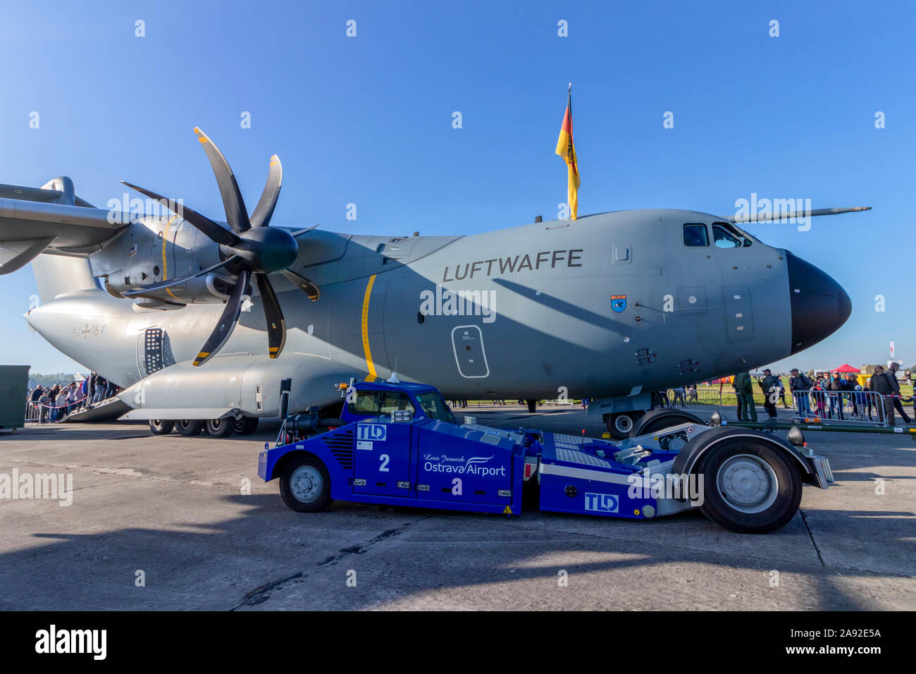 OSTRAVA, CZECH REPUBLIC - SEPTEMBER 22, 2019: NATO Days. Airbus A400M Atlas  military transport aircraft of the German Air Force on display. Airport tu  Stock Photo - Alamy