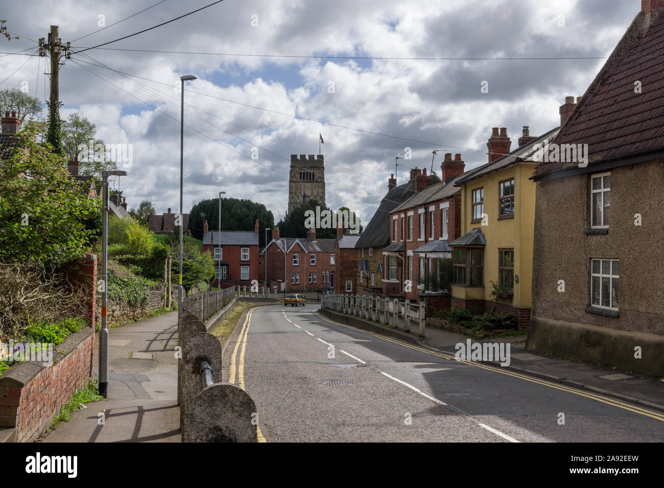 Street view in Spring, Earls Barton village, Northamptonshire, UK Stock