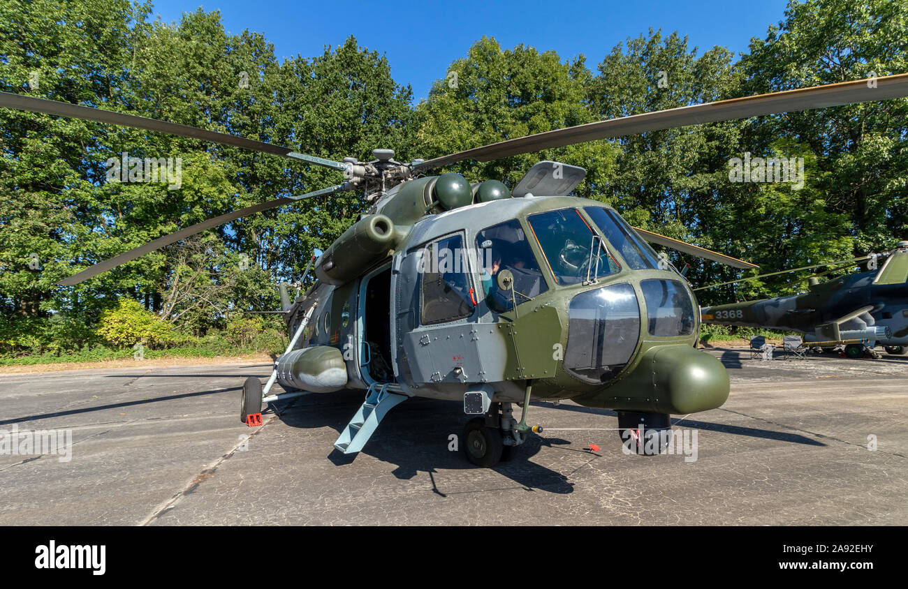 OSTRAVA, CZECH REPUBLIC - SEPTEMBER 22, 2019: NATO Days. A Mil MI-171 transport helicopter is on static display. No people. Stock Photo