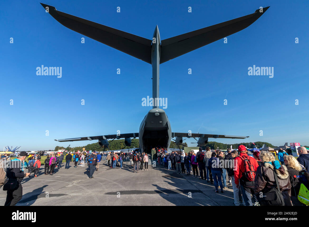 OSTRAVA, CZECH REPUBLIC - SEPTEMBER 22, 2019: NATO Days. C-5M Super Galaxy transport aircraft on display for the first time. Large crowd of visitors w Stock Photo