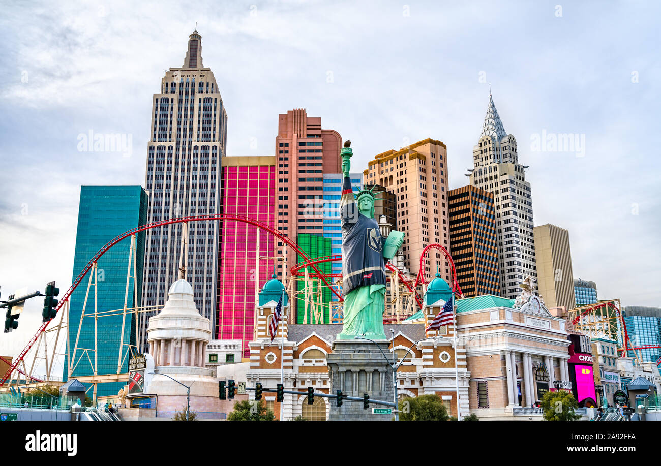 New York-New York Complex with a replica of the Statue of Liberty in Las Vegas - Nevada, USA Stock Photo