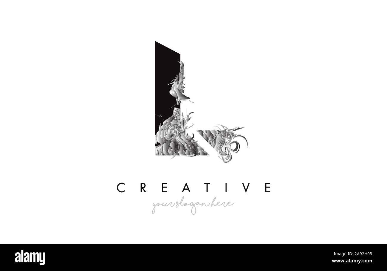 Letter L Logo Design Icon with Artistic Grunge Texture In Black and ...