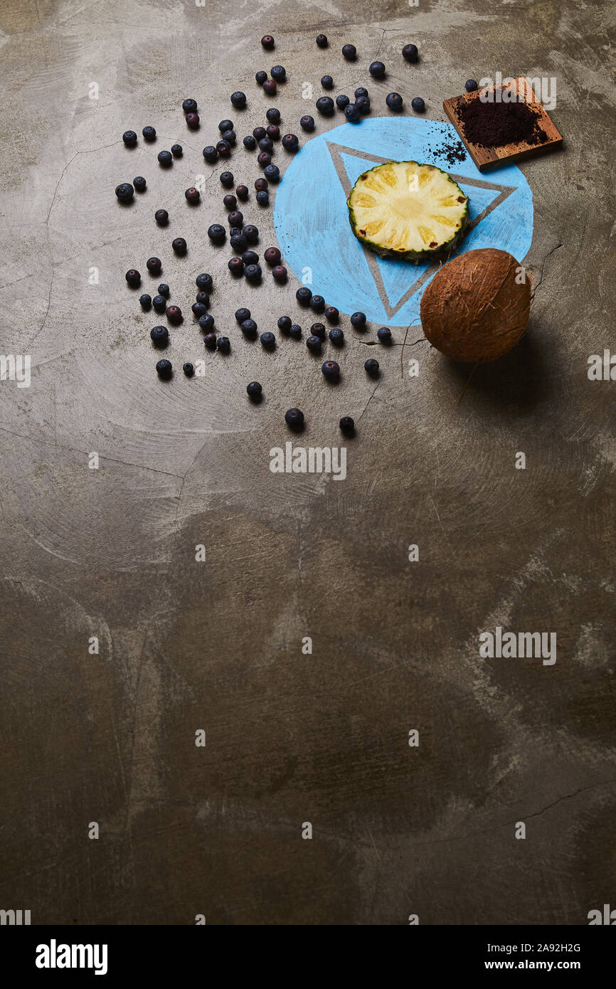 Fruits on concrete background Stock Photo