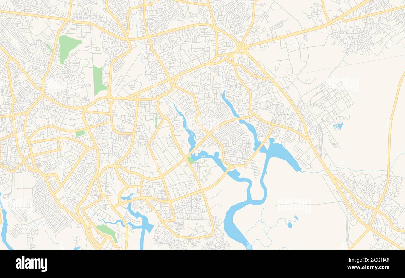 Printable street map of Port Harcourt, Nigeria. Map template for