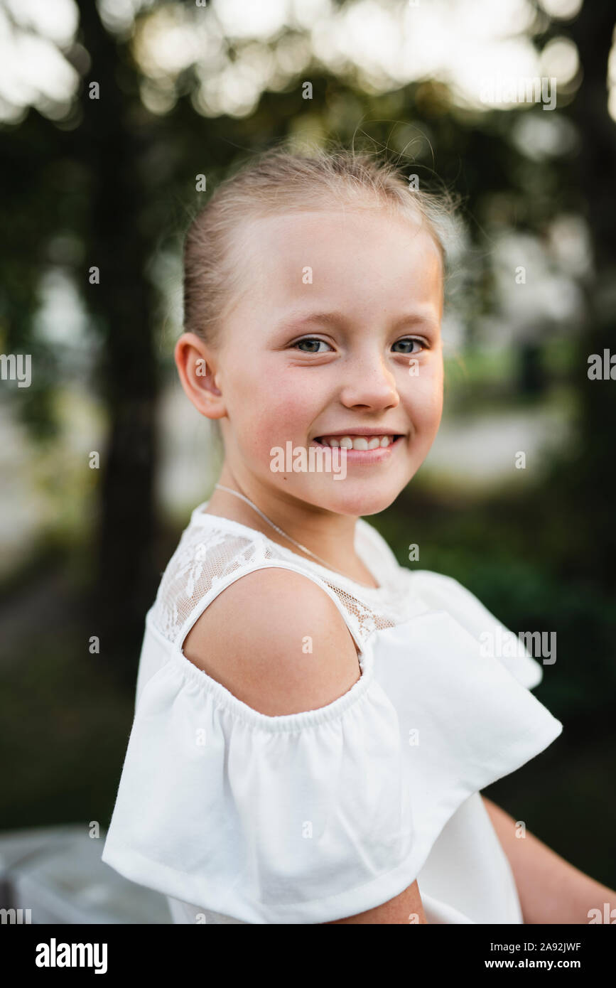 Portrait happy friendly girl hi-res stock photography and images - Alamy