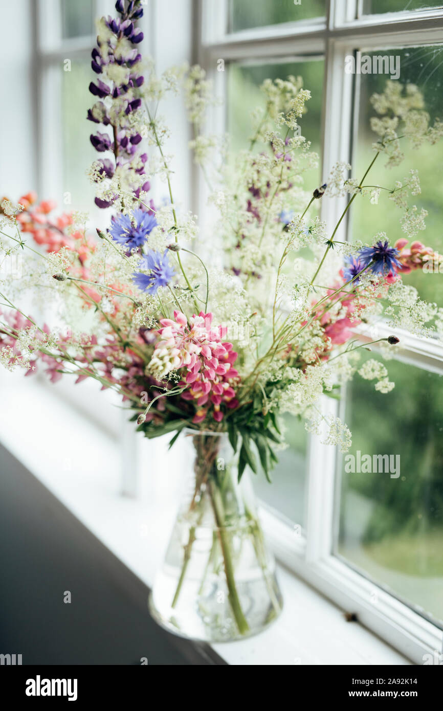 Wildflowers in vase Stock Photo
