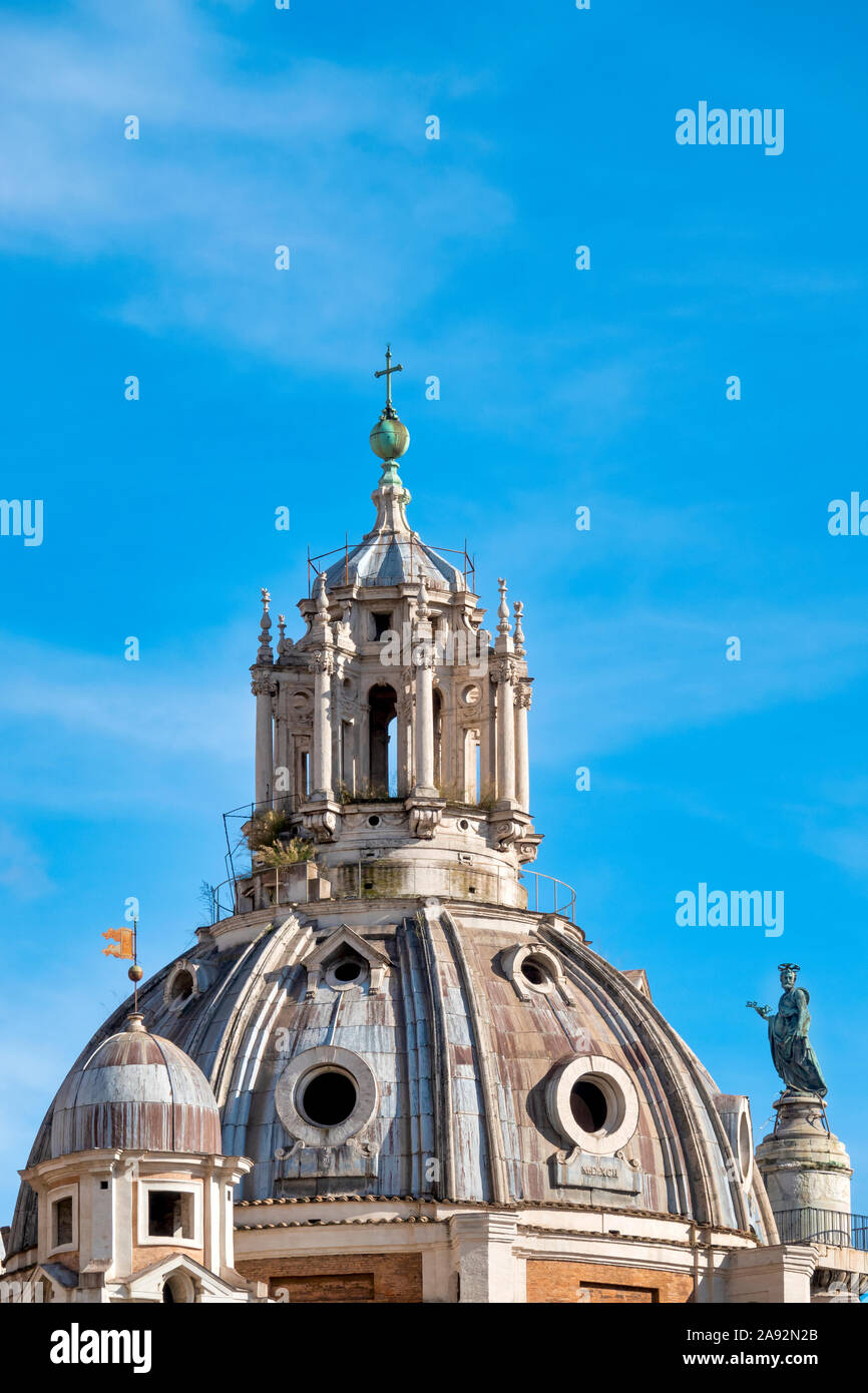 The twin domes of S. Maria di Loreto and SS. Nome di Maria, Rome Italy Stock Photo