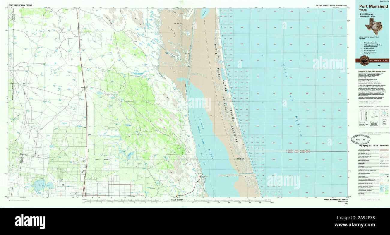 USGS TOPO Map Texas TX Port Mansfield 117533 1985 100000 Restoration