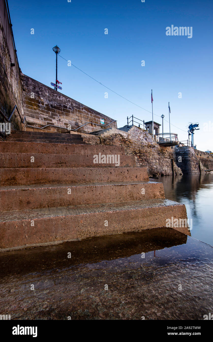 Early morning at The Barbican, Plymouth, Devon, UK Stock Photo