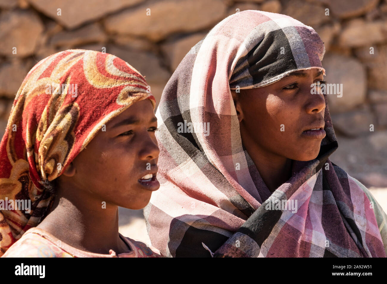Sudanese girls; Al Ghazali, Northern State, Sudan Stock Photo