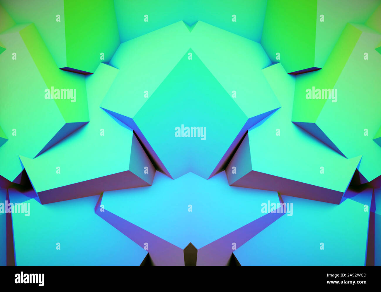 Abstract background with symmetric 3d shapes and vibrant colors Stock ...