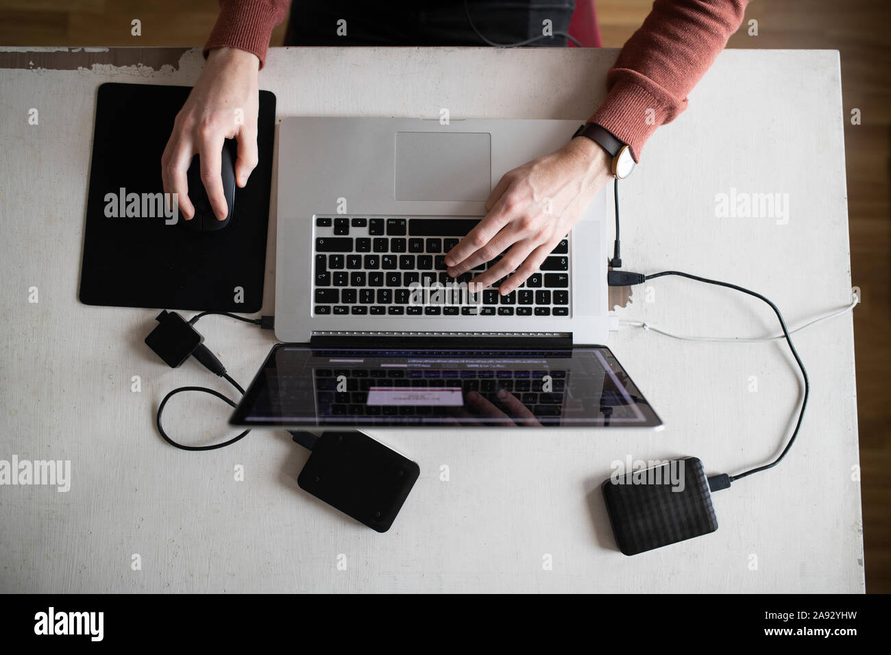 Man using laptop Stock Photo