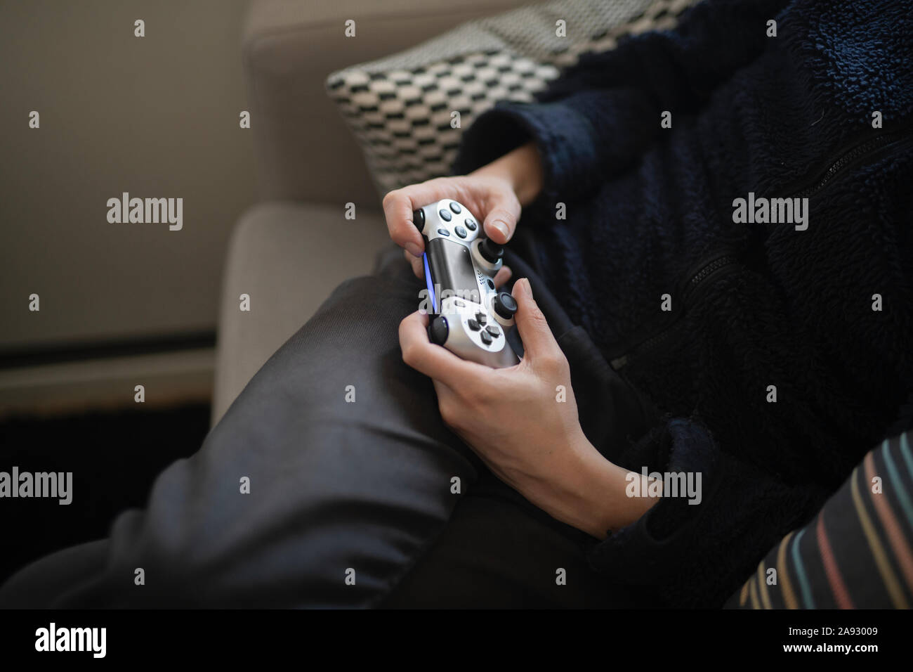 hands holding video game controller Stock Photo Alamy