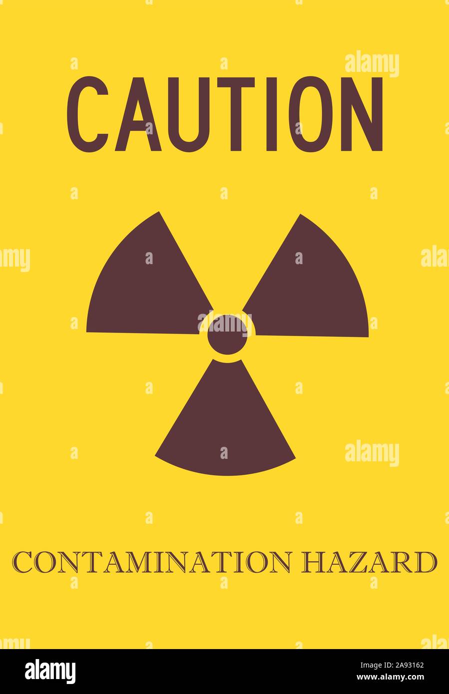 Caution contamination hazard warning sign vector. Yellow, brown color. Stock Vector