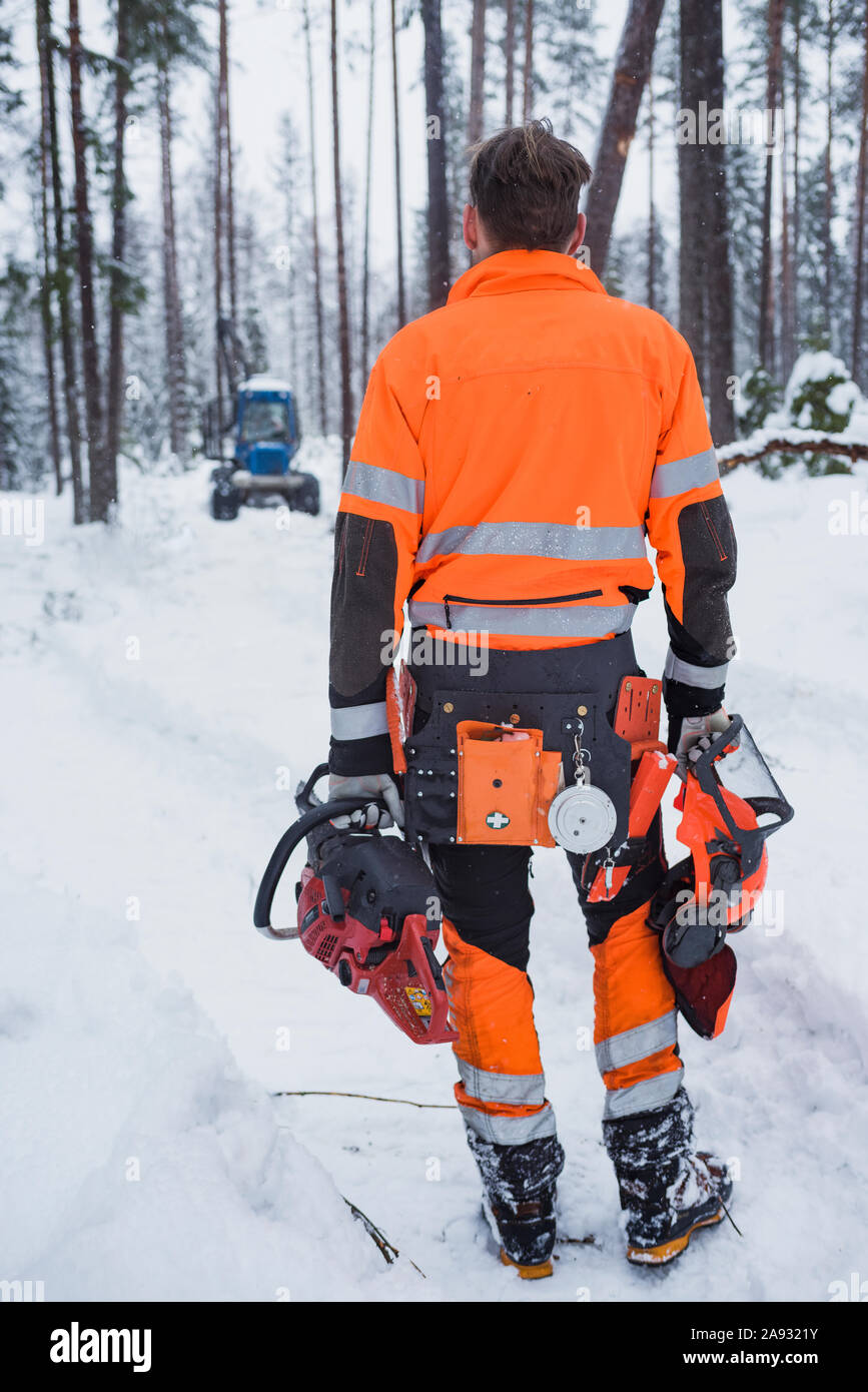 Chainsaw resting on forest hi-res stock photography and images - Alamy