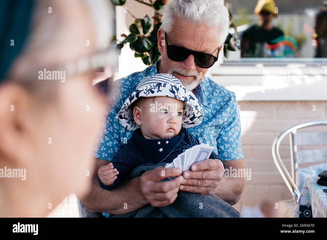Grandfather with baby Stock Photo