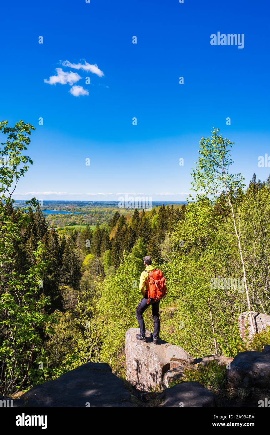 Hiker looking at view Stock Photo