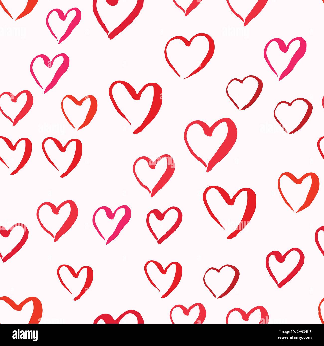 Drawn hearts seamless pattern for Valentines Day Stock Vector Image ...