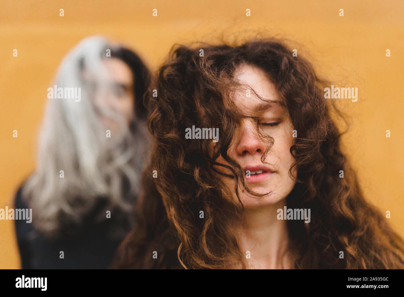 Woman with eyes closed Stock Photo