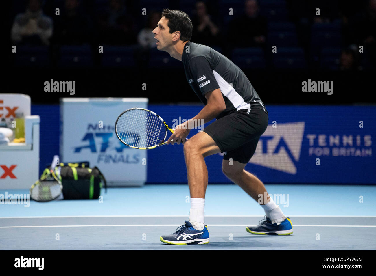 Londres, Inglaterra. 12th Nov, 2019. Brazilian tennis player Marcelo Melo  during the (doubles) match between Melo and Kubot against Venus and Klaasen  at the O2 Arena in East London, England. The game