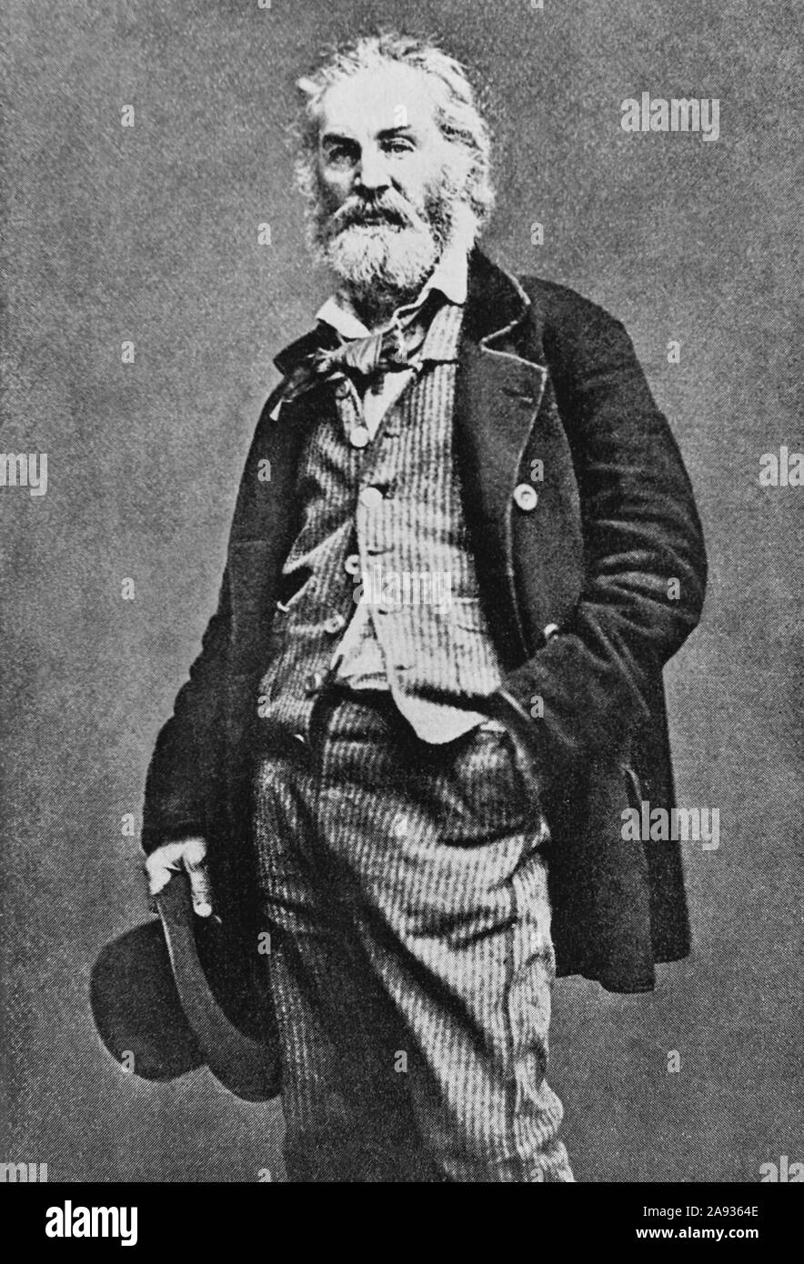 Vintage portrait photo of American poet, essayist and journalist Walt Whitman (1819 – 1892). Photo circa 1849. Stock Photo