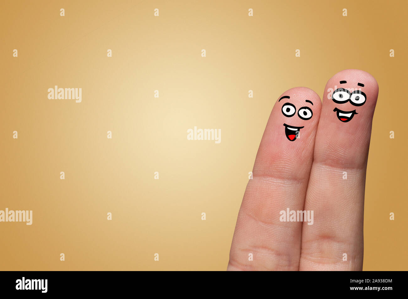 Happy face fingers hug each other Stock Photo - Alamy