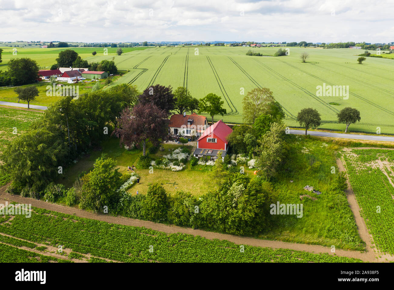 House in rural landscape Stock Photo