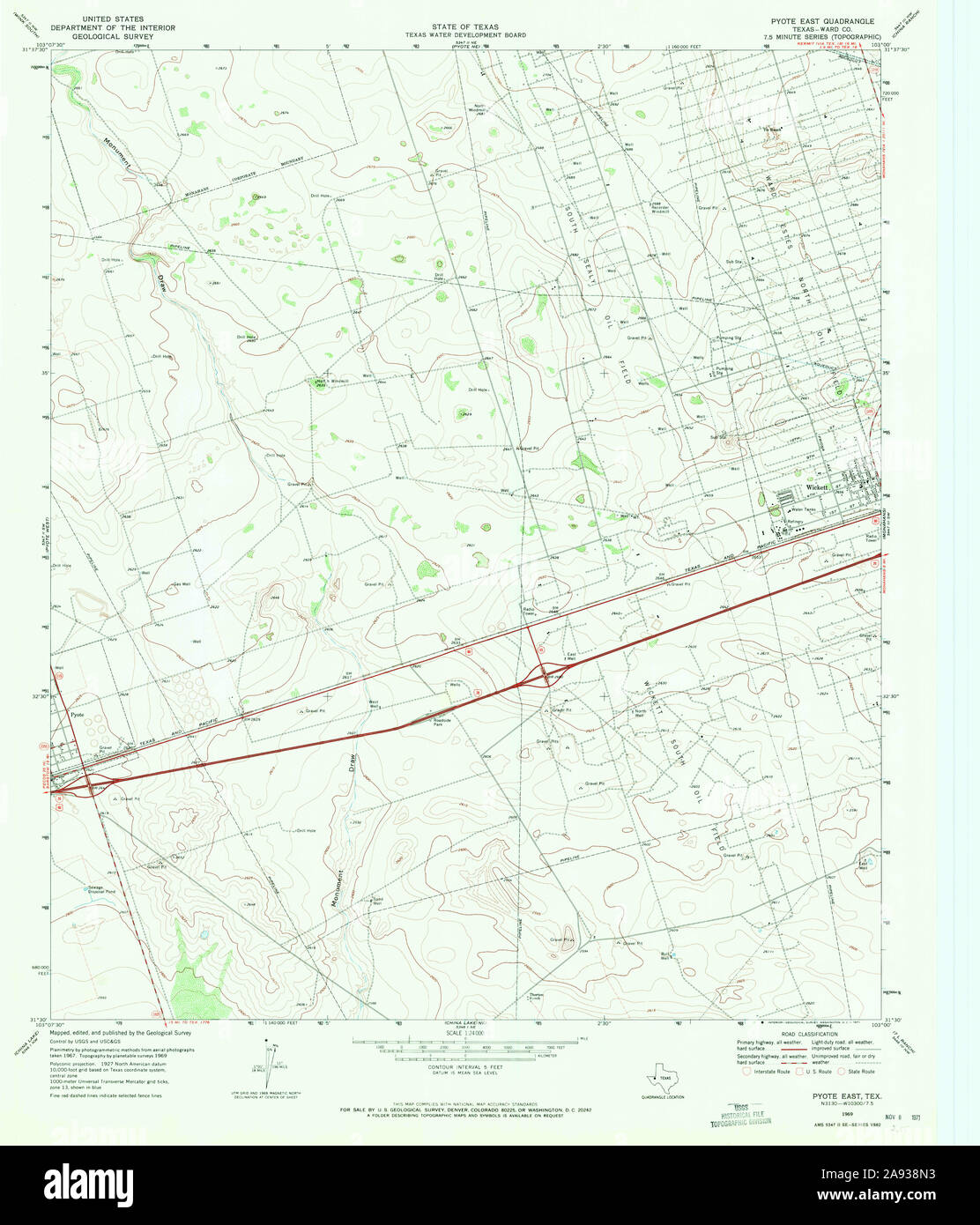 Pyote Texas USGS TOPO Map Texas TX Pyote East 115054 1969 24000 Restoration Stock ...