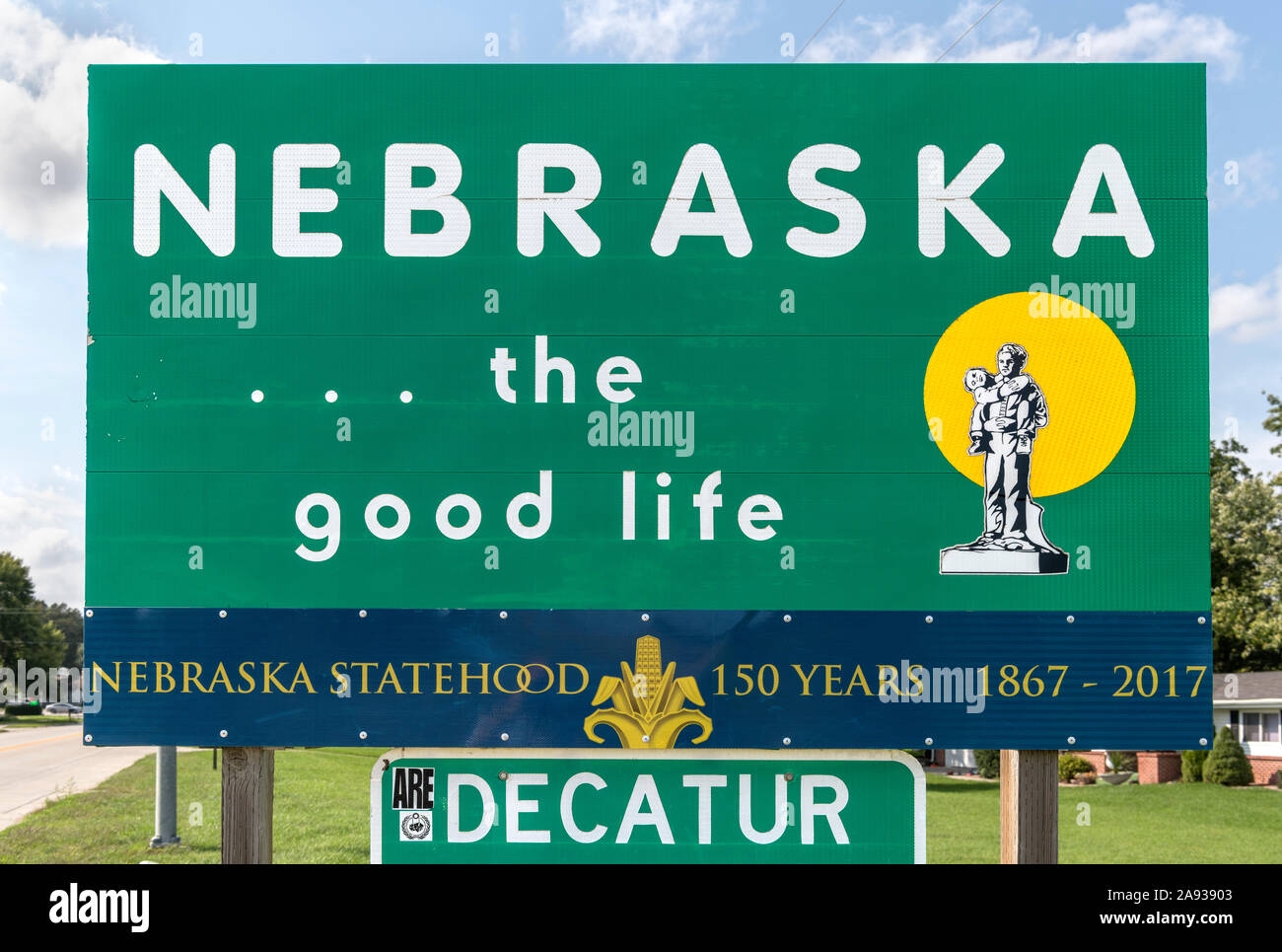 Welcome to Nebraska sign, USA Stock Photo