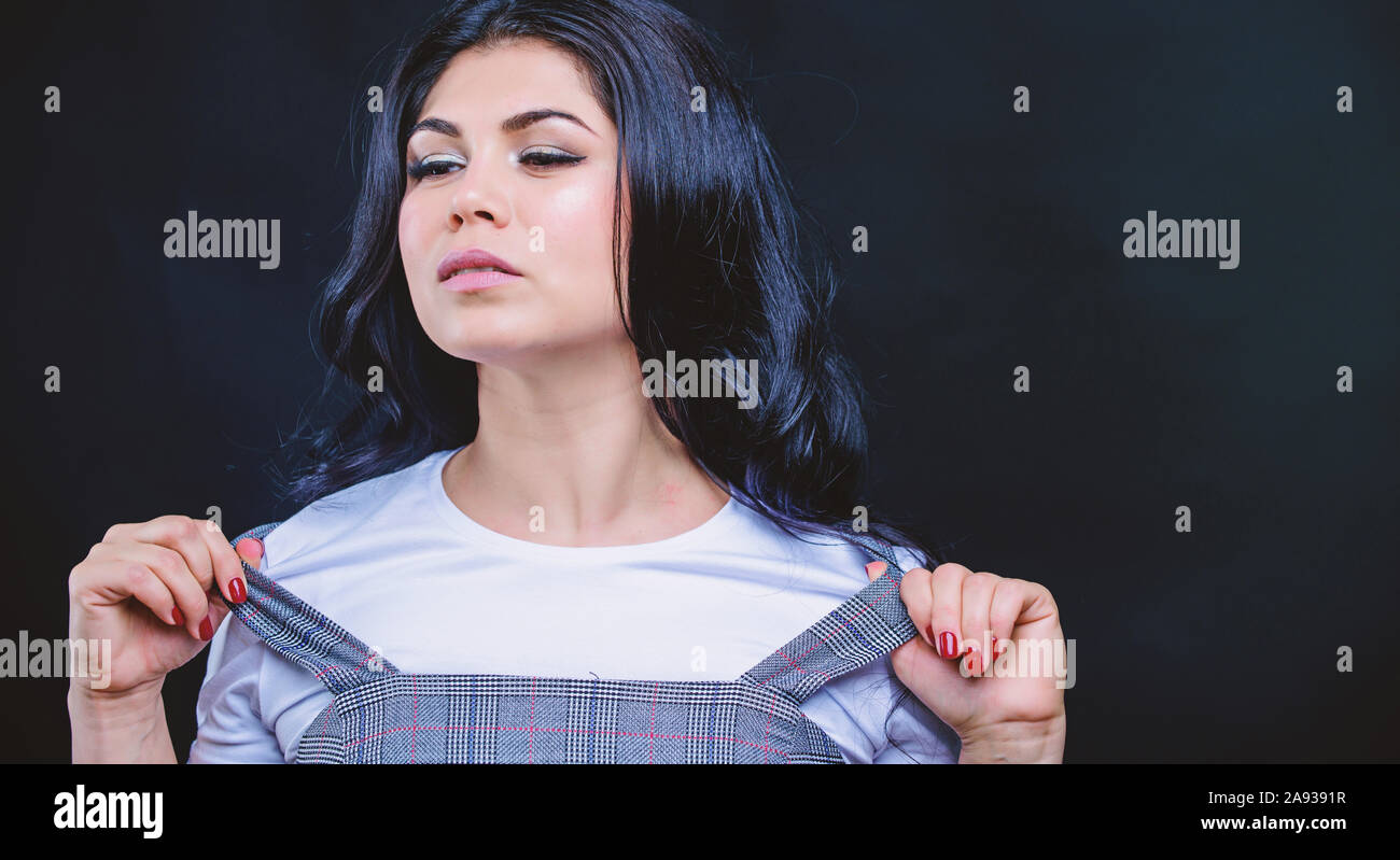 Woman Pretty Brunette Girl Makeup Face Curly Hairstyle