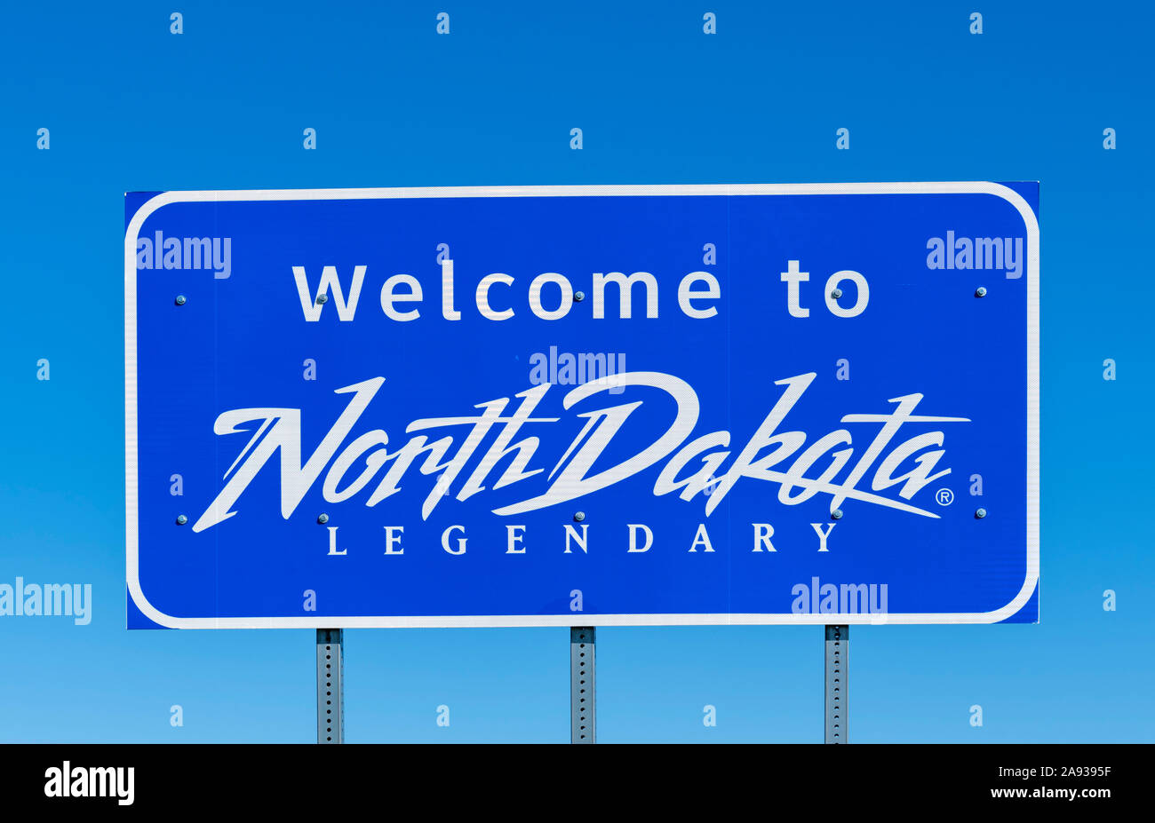 Welcome to North Dakota sign, USA Stock Photo