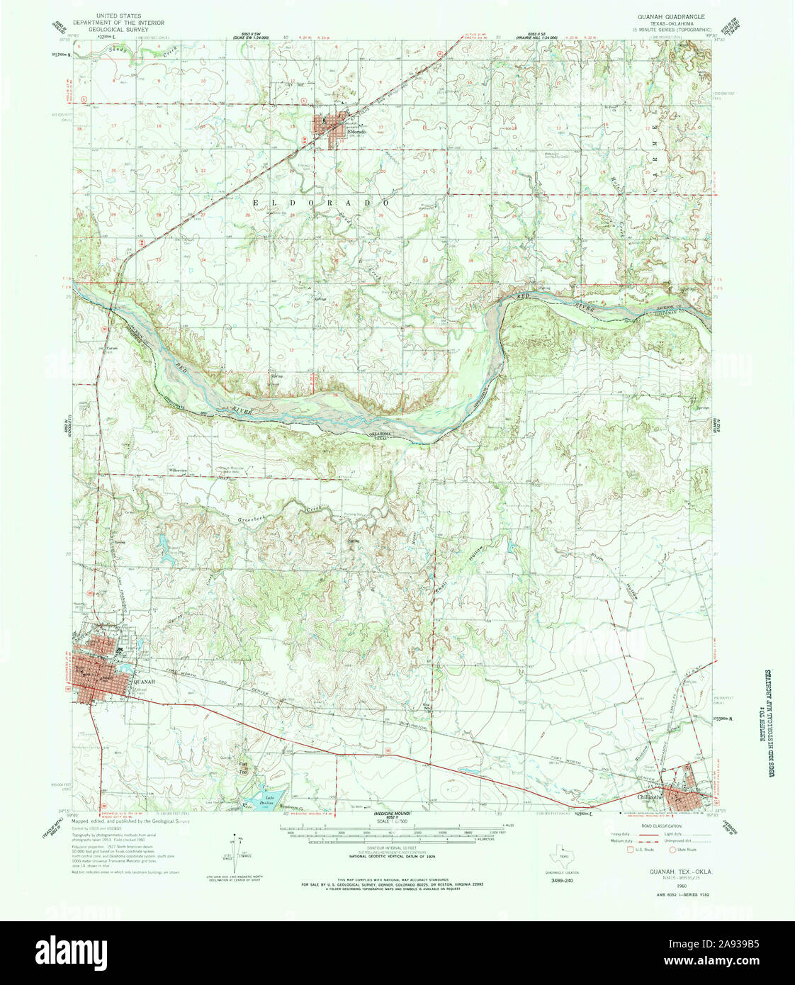 USGS TOPO Map Texas TX Quanah 115288 1960 62500 Restoration Stock Photo Alamy