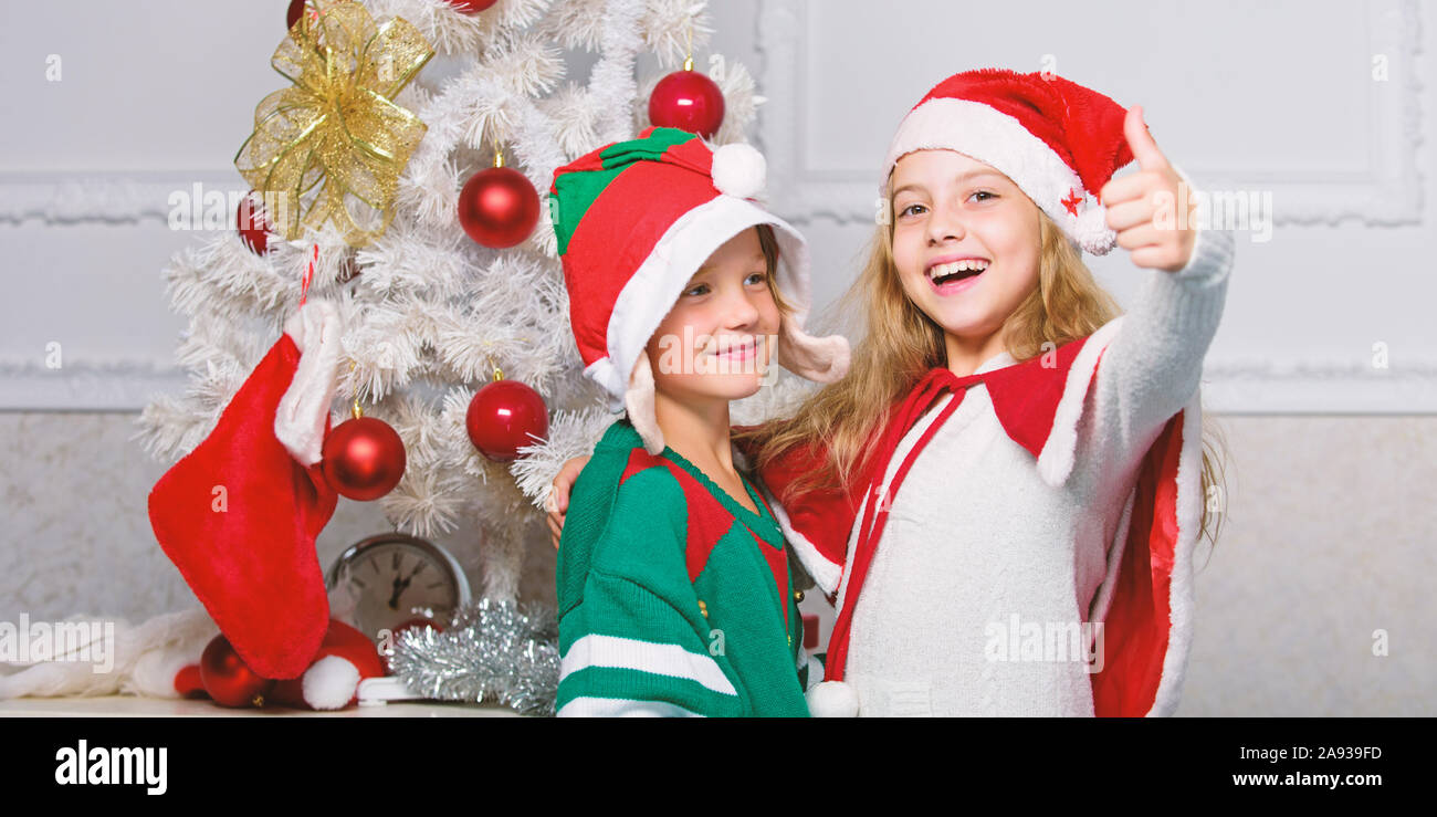 Family holiday tradition. Children cheerful celebrate christmas. Kids ...