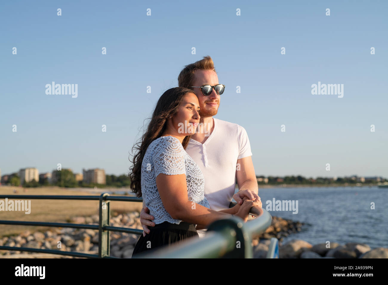 Young couple at sea Stock Photo
