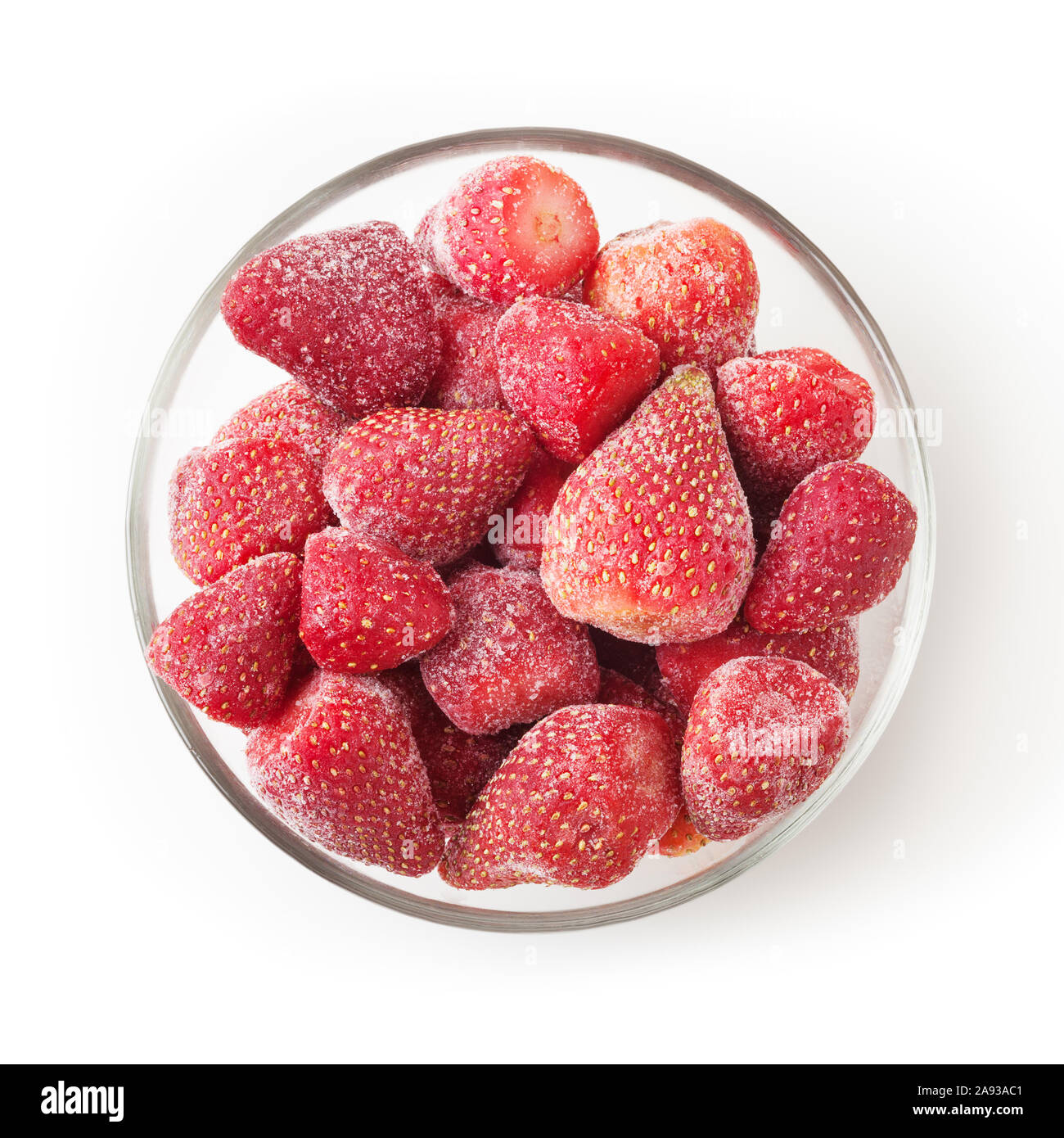 Frozen strawberries in glass bowl isolated on white background Stock Photo  - Alamy