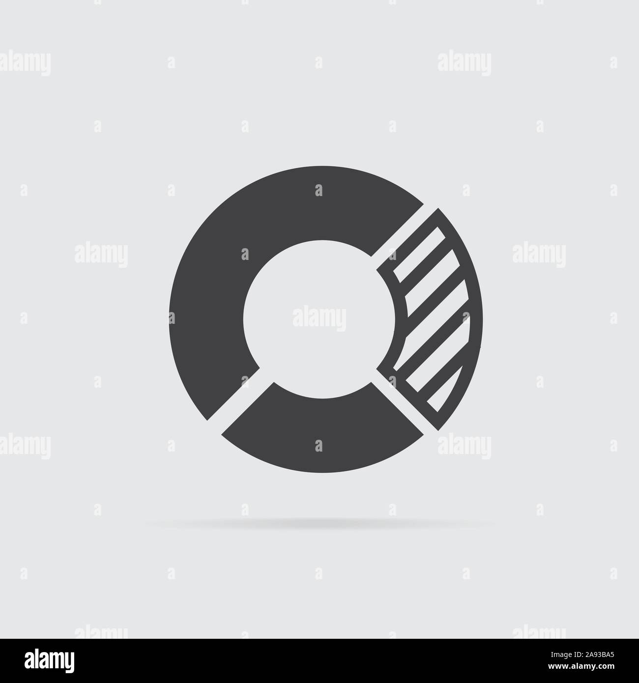 Pie chart icon in flat style isolated on grey background. For your ...