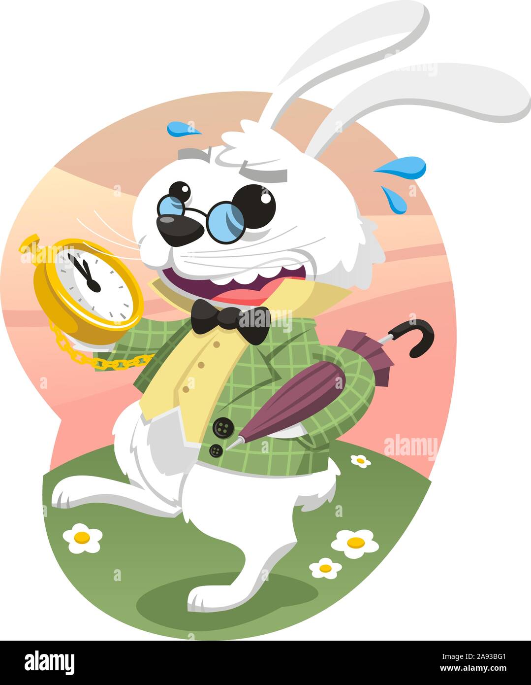 Alice's Adventures in Wonderland Rabbit, vector illustration cartoon. Stock Vector