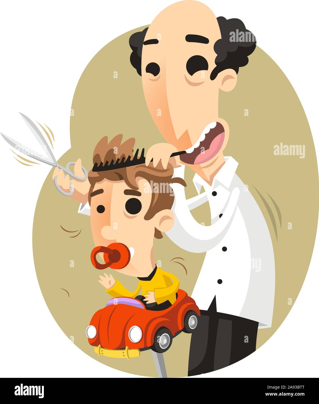 Children Hairdresser Vector Cartoon Illustration Stock Vector Art