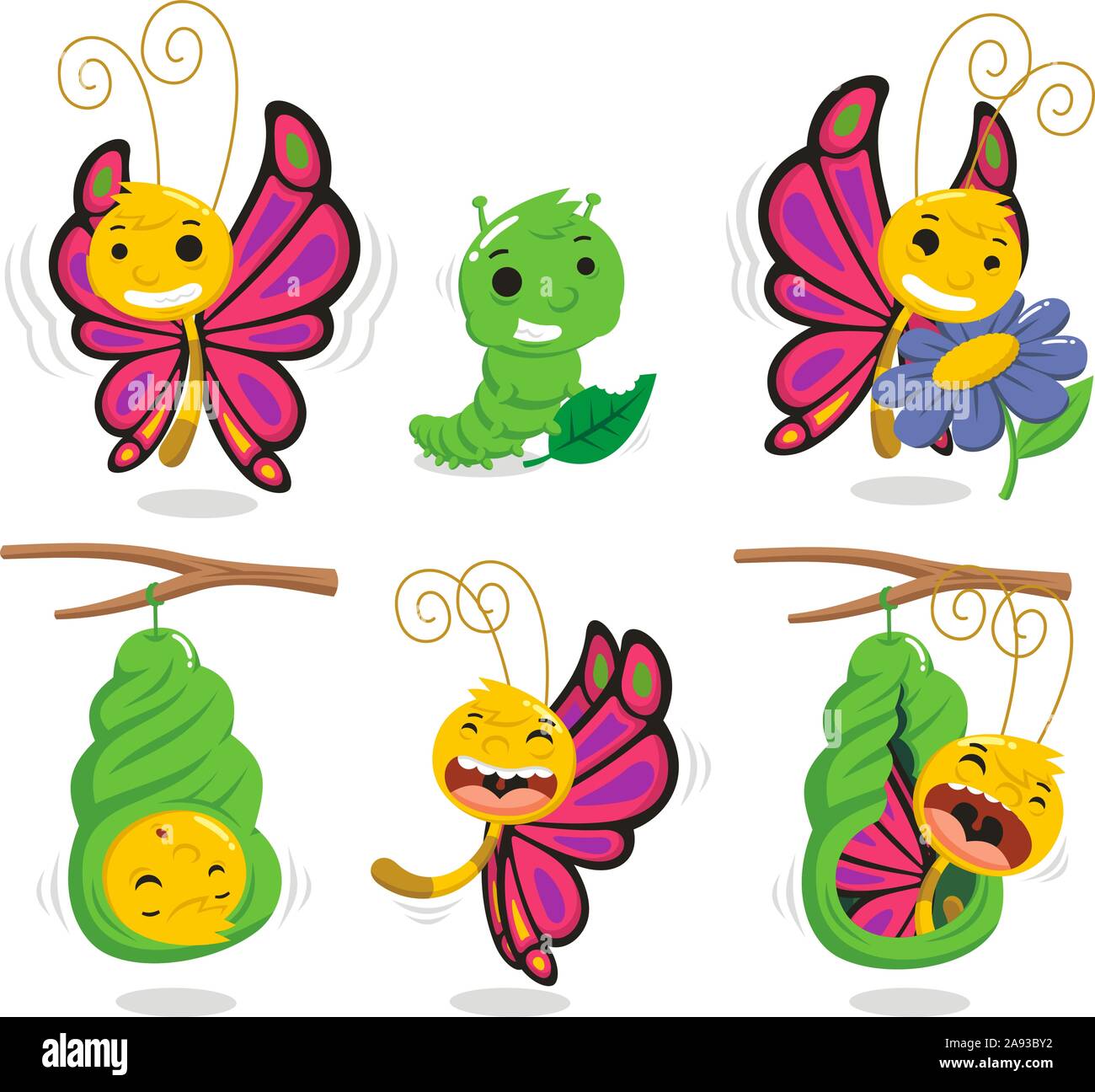 butterfly cartoon set Stock Vector Image & Art Alamy