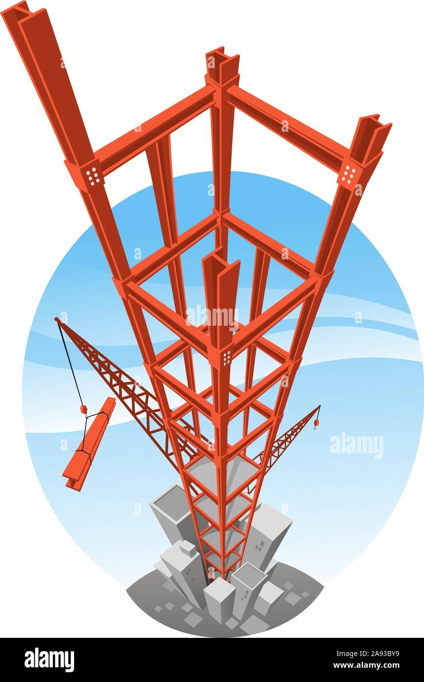 Skyscraper Building construction crane vector Stock Vector
