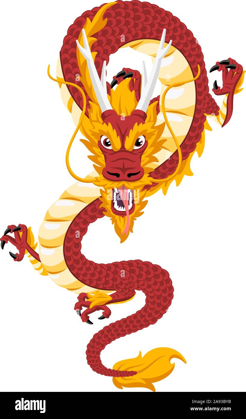 Chinese red dragon vector cartoon illustration Stock Vector Image & Art -  Alamy