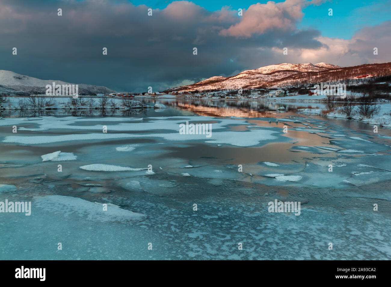 Dåfjord in Northern Norway in winter Stock Photo