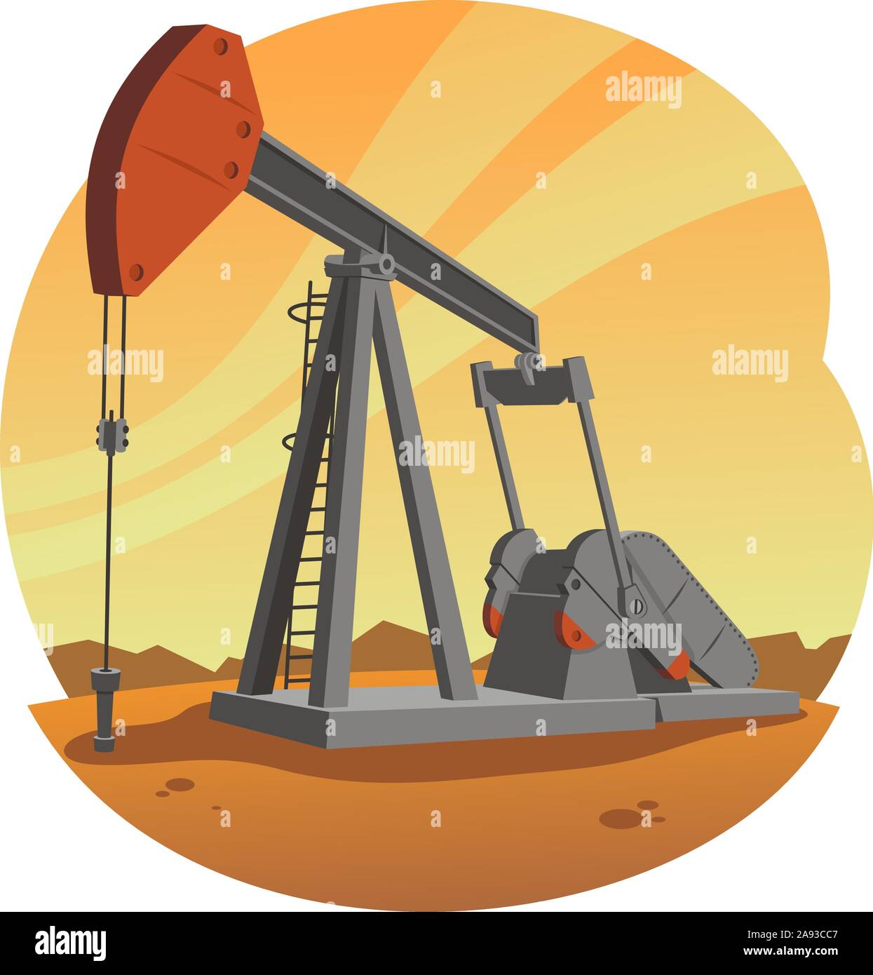 Oil Pump Jack, vector illustration cartoon Stock Vector Image -